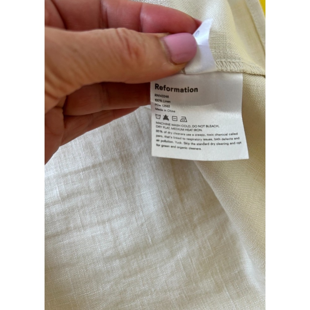 Reformation Violaine Linen Mini Dress Size 0 Beige Straps Adjustable Sleeveless - Picture 7 of 12